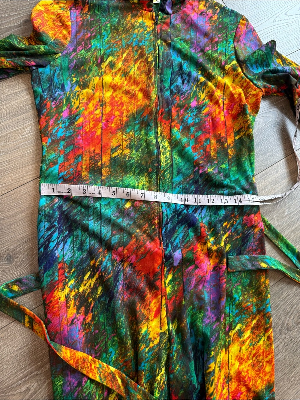 Semon Frelich Retro Multi-Color Tie-Dye Long Sleeve Jumpsuit Small - Picture 9 of 13
